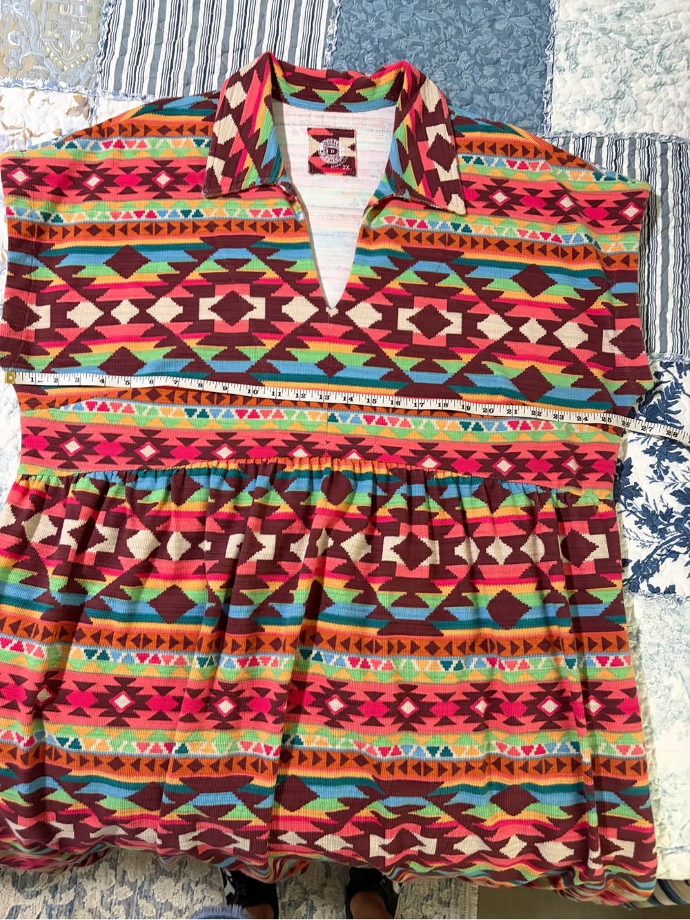 Double D Ranch Multicolor Aztec Maxi Dress - Red, Teal, Orange, Pink - Picture 4 of 4